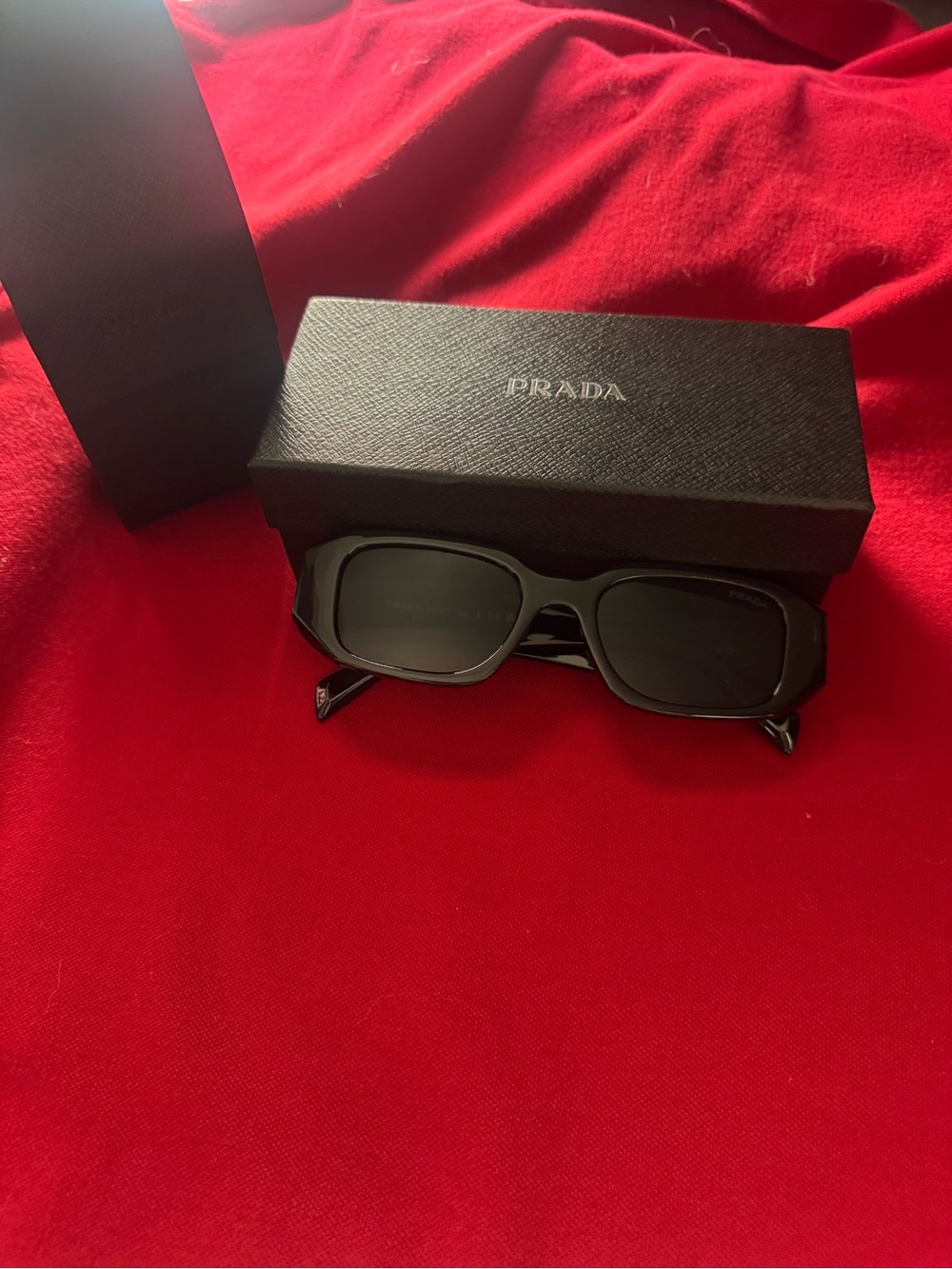 Prada Black Rectangular Men’s Sunglasses with Prada Case